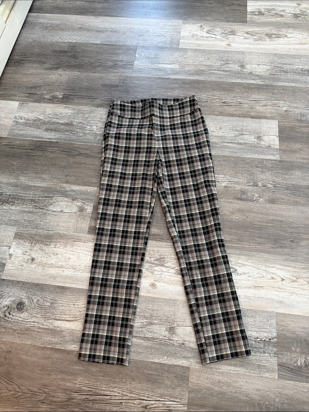 Counterparts Plaid Capris in Black, Gray, and Cream